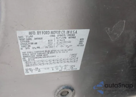 2002 Ford F-250 Lariat/Xl/Xlt из США, поврежденный, VIN 1FTNW20L32EB14395